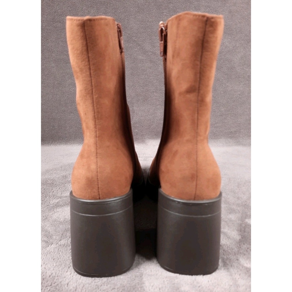 SUN STONE Womens TIANNAA Faux Suede Square Toe Booties | Brown | 9 Medium - Picture 5 of 7